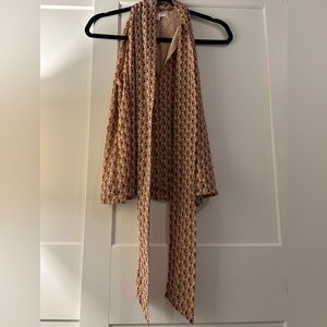 WAYF sleeveless with scarf attached in multicolor cream rose and brown size XS